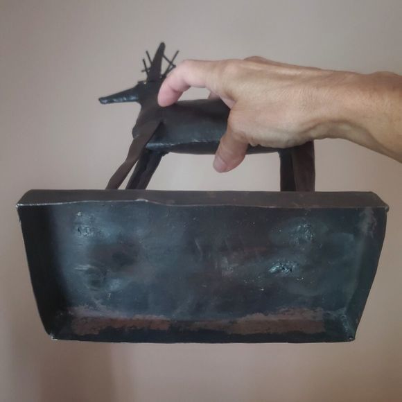 Brutalist Metal Sculpture, Figural Primitive Reindeer Elk Buck Wild Game Animal - Picture 11 of 11